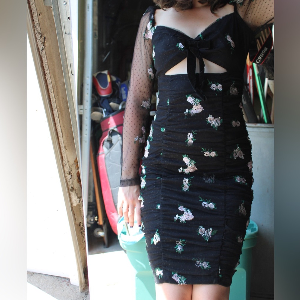 Black Floral Dress with Mesh details, Kiss the Sky